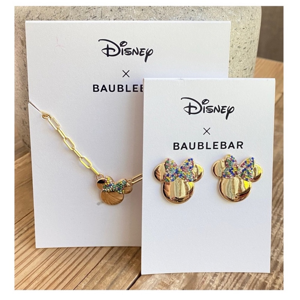 Baublebar • Disney Earrings + Necklace Set • “Minnie Bow”